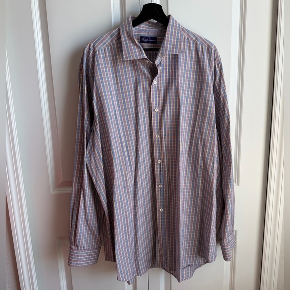 Ralph Lauren Purple Label Men’s XXL Plaid Button Down Shirt Made In Italy - Picture 2 of 14